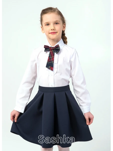 Спідниця для дівчинки Sashka шкільна синя з м'якими складами, розмір 116-146